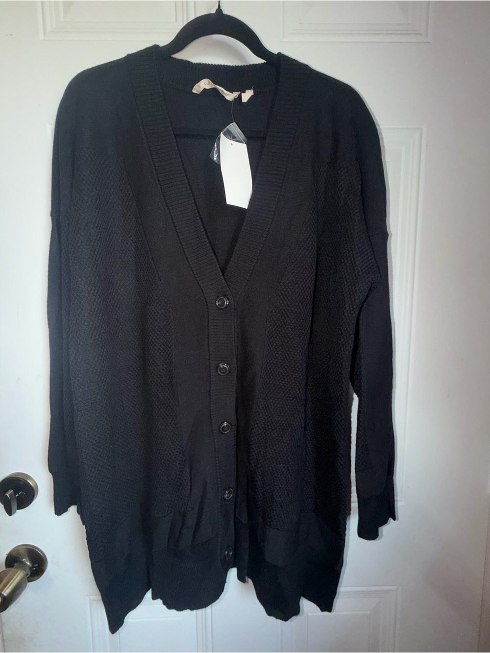 Soft Surroundings Black Men's Button-Front V-Neck Cardigan